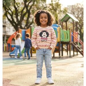Rare Benetton Mafalda Striped Hoodie Pink White Kids 4T 5T Retro European Chic